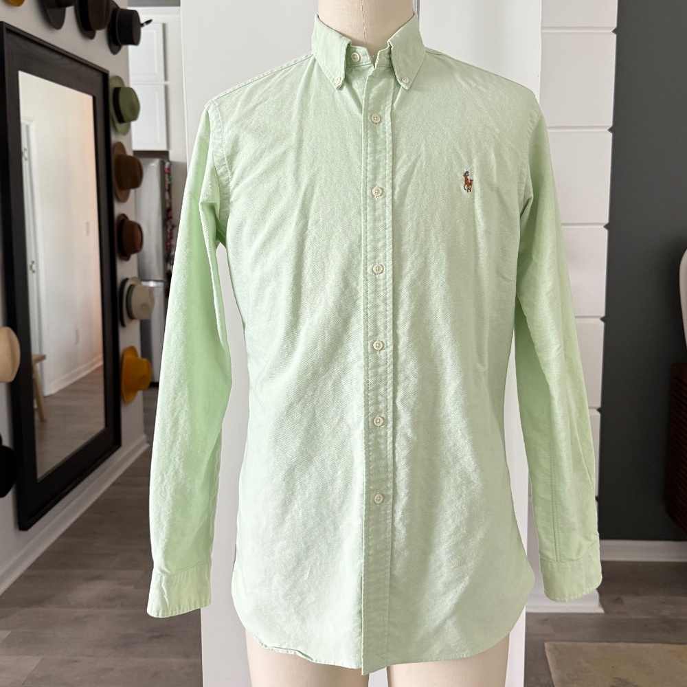 Ralph Lauren Blue label, Men's Long Sleeve lime Cotton Shirt,‎ Small
